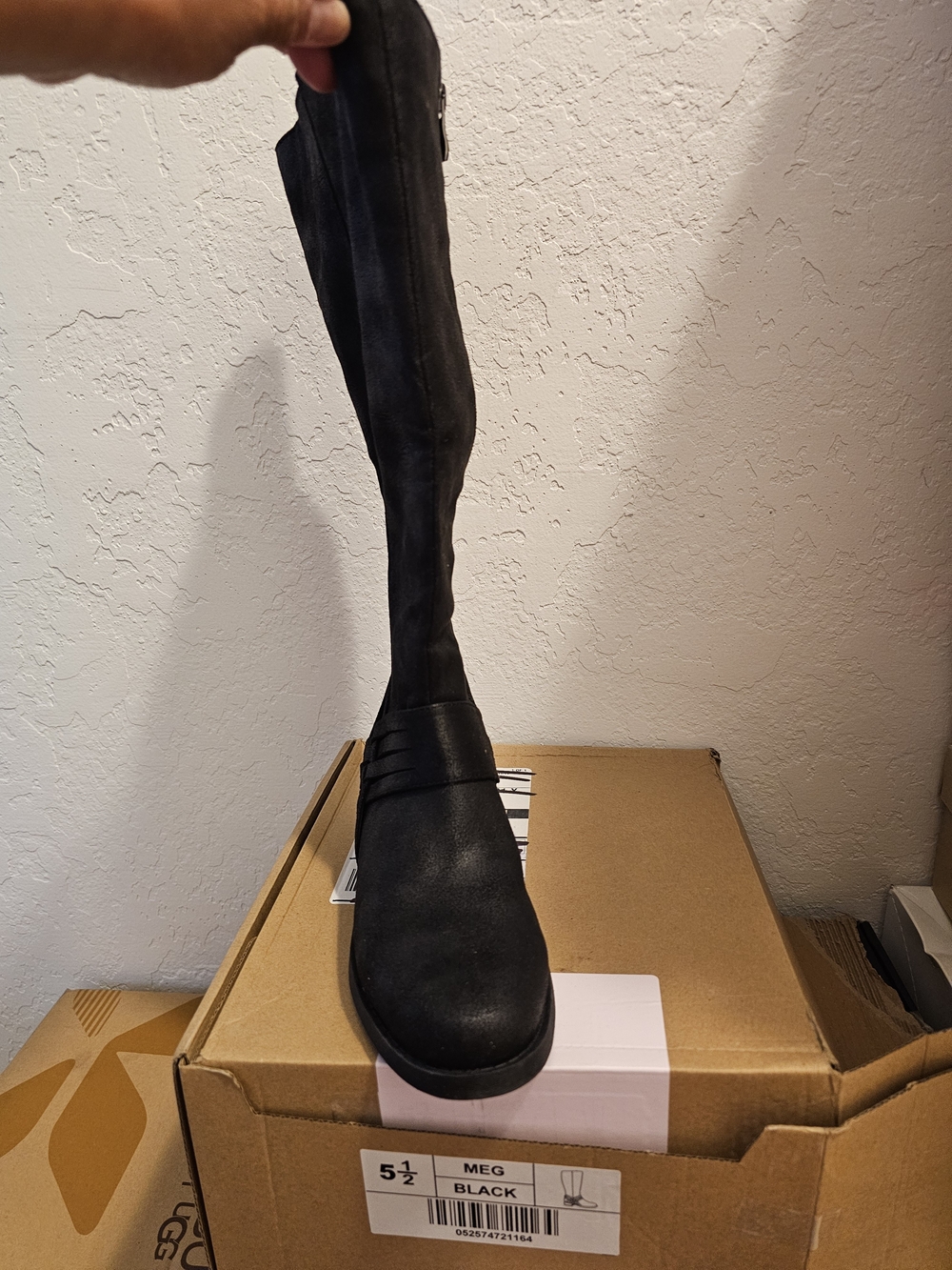 Journee Collection Black Over-the-Knee Boot with Subtle Strap Detail